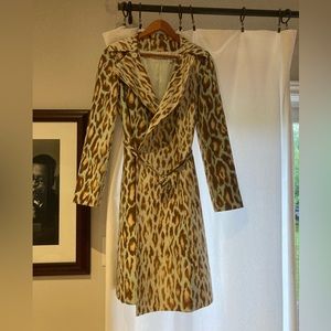 CHRISTIAN DIOR 100% silk trench style animal print coat Authentic